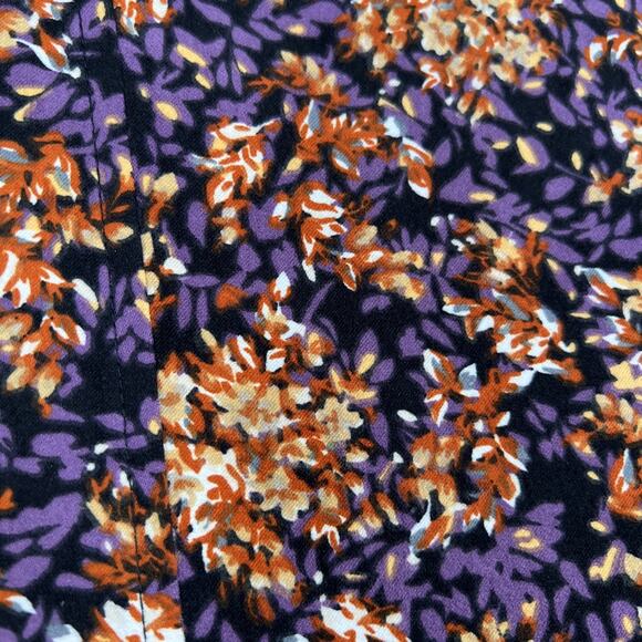 CJ Banks Skirt Womens 2X Dark Floral Purple Orange Fall Colors A-Line Midi Boho - Picture 2 of 10